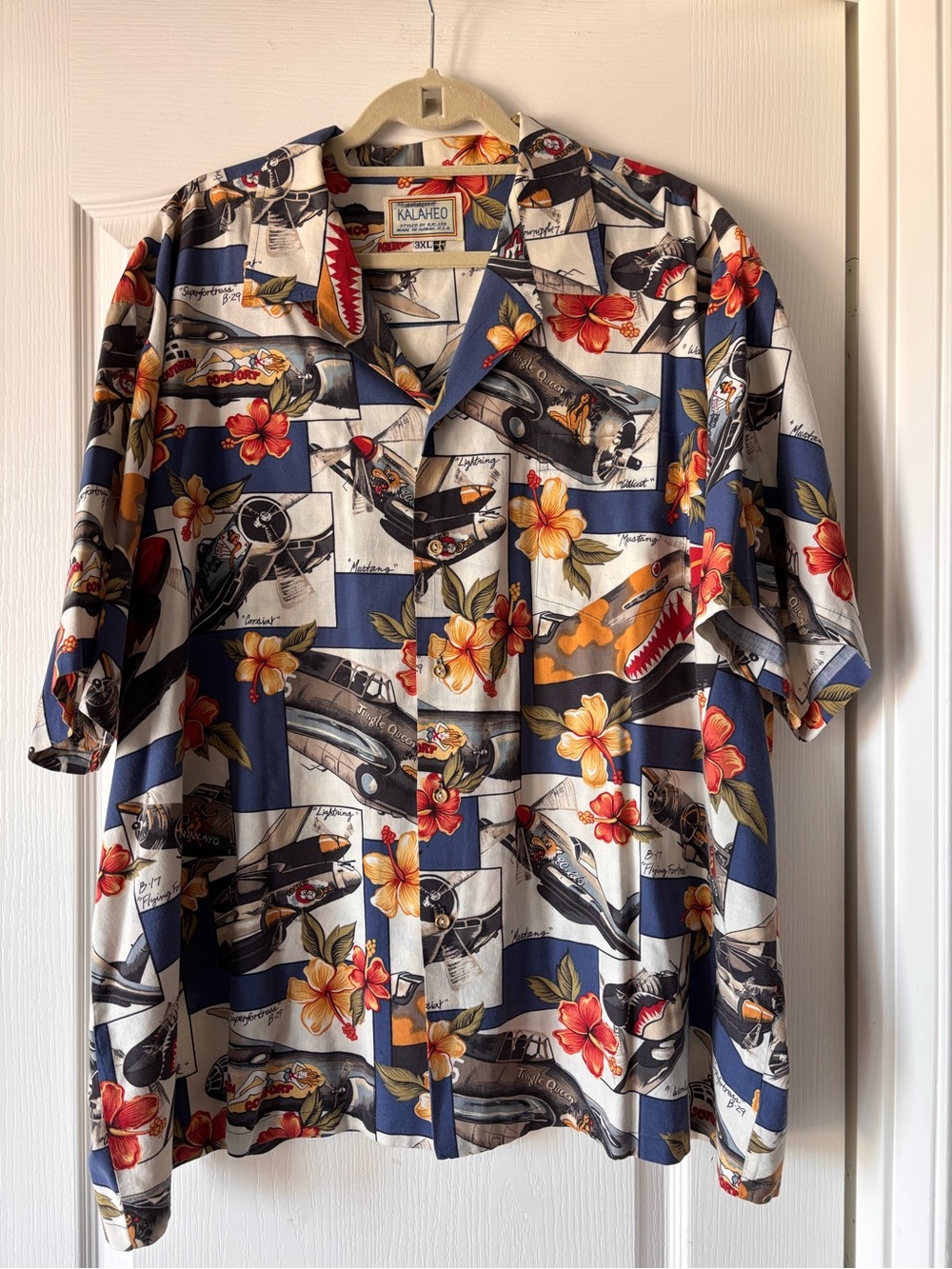 Kalaheo Hawaiian Shirt WWII Airplane Fighter Plane men’s size 3XL